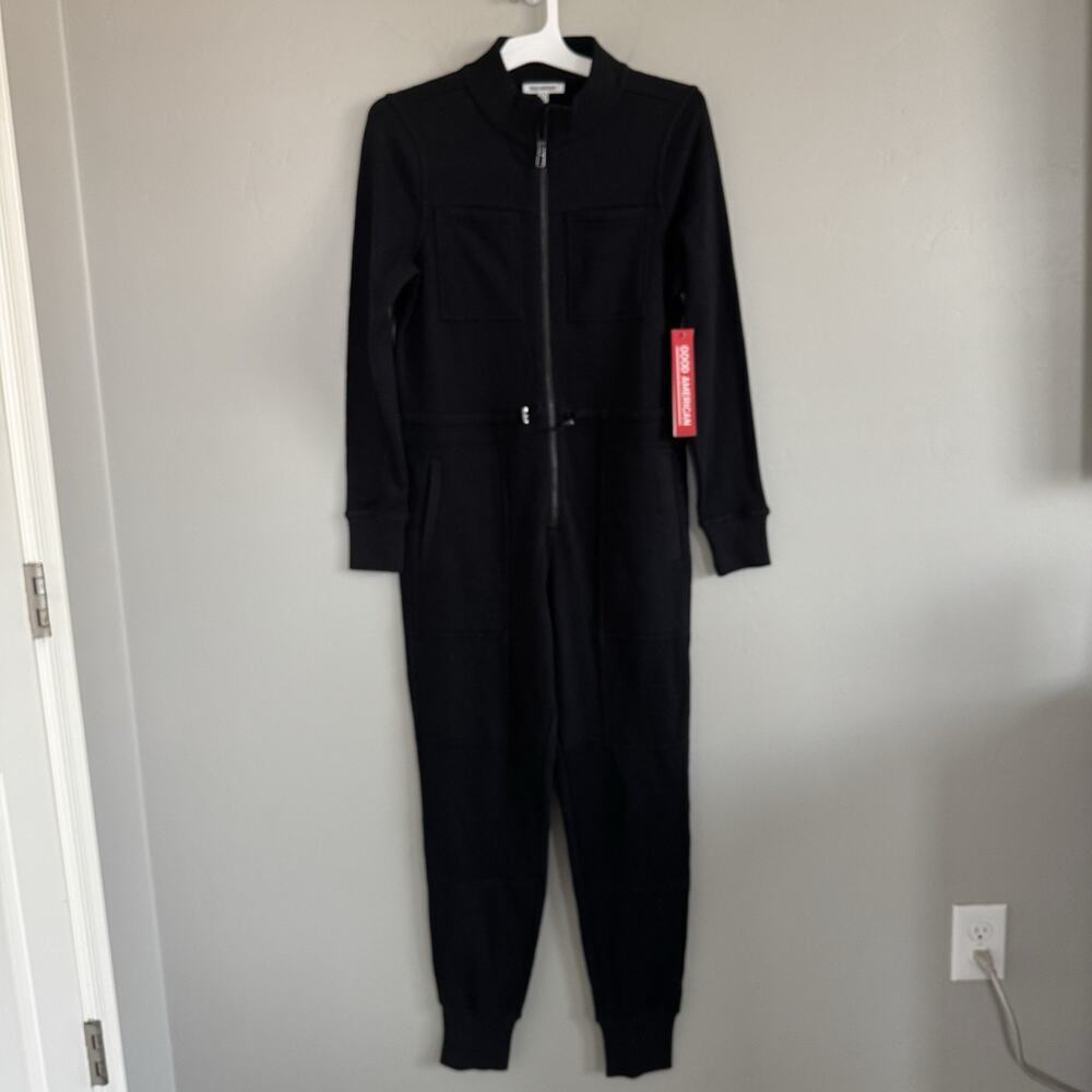 NWT Good American Fit For Success Jumpsuit Long Sleeve Black Utility Sz 2 GP0395